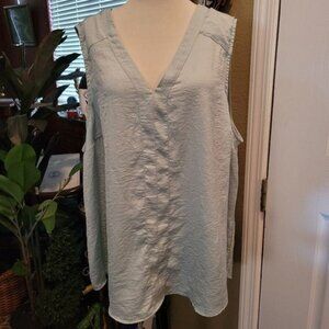Torrid Blouse Pastel Green Blue Aqua Sleeveless V neck 3 3X 3XL Cottage Core